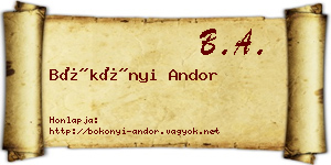 Bökönyi Andor névjegykártya
