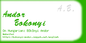 andor bokonyi business card