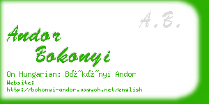 andor bokonyi business card